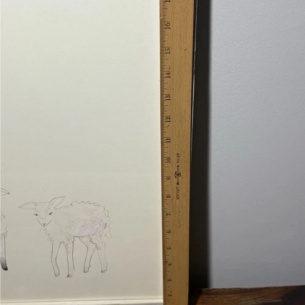 Restoration Hardware Baby Child Watercolor Animal print Baby Sheep Lambs nursery